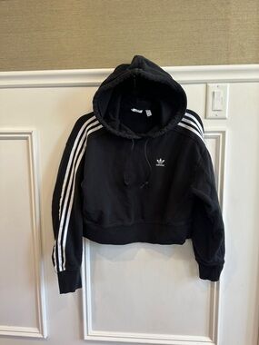 adidas Black Hoodie with White Three-Stripes